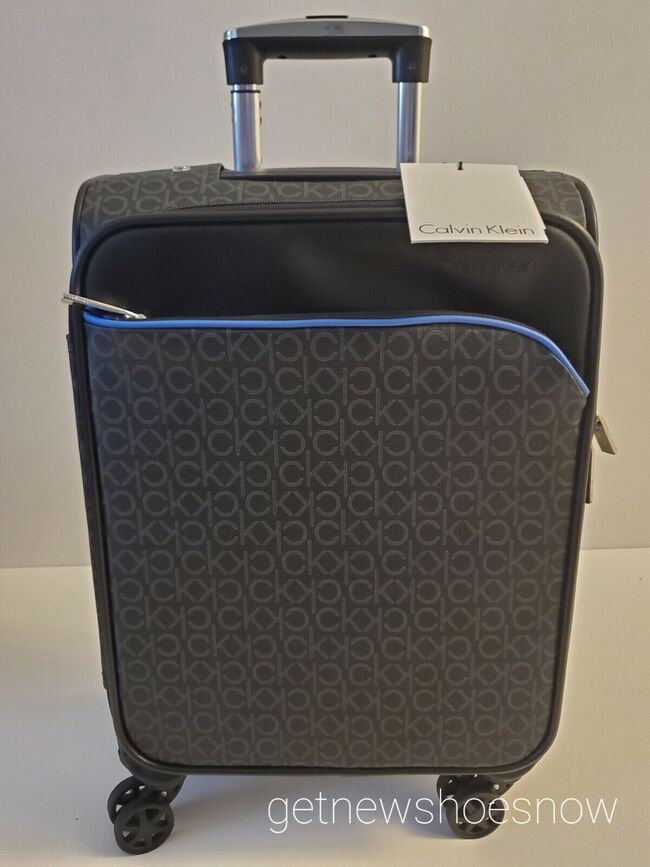 CK MONOGRAM LOGO CARRY ON LUGGAGE SPINNER SUITCASE BLACK 20''