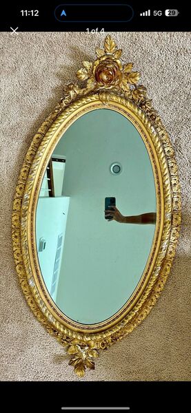 Antique Vintage Solid Wood Gold Framed Mirror