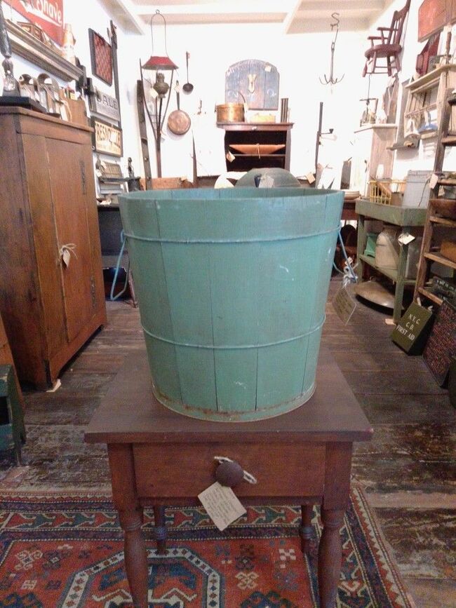 Antique Primitive Farmhouse Wood Bucket