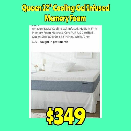 New QUEEN 12" Cooling Gel Infused Memory Foam Mattress: Njft