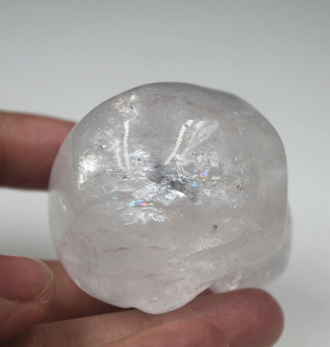 100g 2" Quartz Clear Crystal Carved Crystal Skull Realistic Crystal Healing