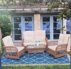 5-Piece Wicker Patio Furniture Set Outdoor All- Weather Rattan Conversation Set