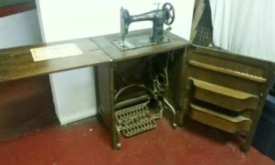 Vintage "Free No.5" Treadle Sewing Machine- Oak Cabinet
