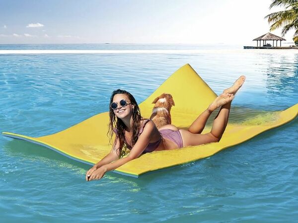 Rossfer XPE Foam Floating Mat 8x6 Ft Blue/turquoise Or Green/yellow