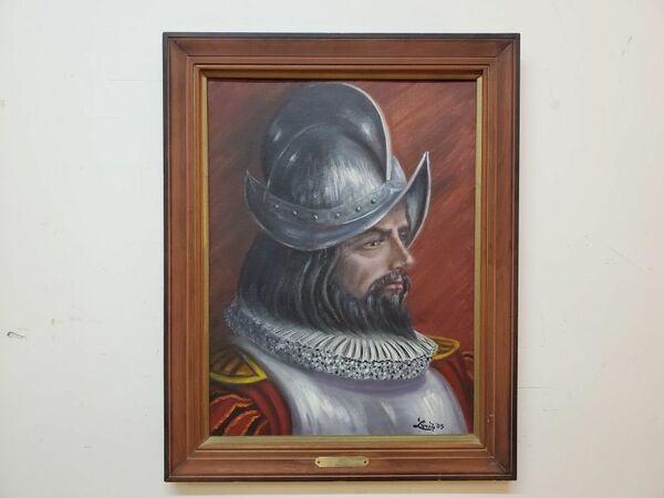 Vintage Spanish Conquistador Oil Painting By Douglas Lynch 1985
