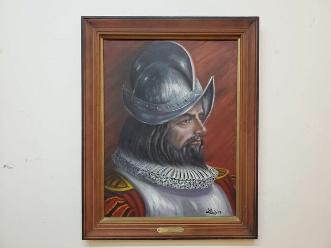 Vintage Spanish Conquistador Oil Painting By Douglas Lynch 1985