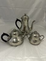 Vintage Pewter Tea, Coffee, Sugar Set Etain