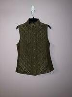 Olive green checkered pattern fall vest with gold buttons Cynthia Rowley size me