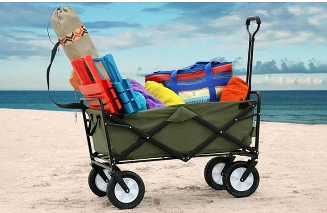 Camp car portable folding cart 600D waterproof four-wheel hand-pulled shopping and fishing multi-functional folding cart