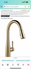 DELTA FAUCET Essa Kitchen Faucet with Pull Down Sprayer, Kitchen Sink Faucet Gold, Magnetic Docking Spray Head, Delta Kitchen Faucet Pull Down, Champa