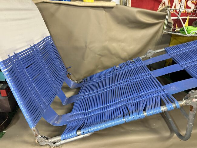 2 Vtg Vinyl Jelly Tube Folding Beach Chaise