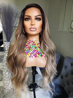 Human Hair Blend Ash Blond Mix Wig