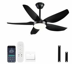 43 inch Ceiling Fan with Lights, Black Ceiling Fan with Lights and Remote/APP Control