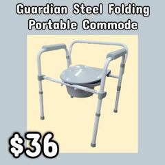 NEW Guardian Steel Folding Portable Commode: Njft