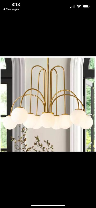Erik 10-Light Gold Unique Modern Elbow Chandelier with Milky White Glass Shades